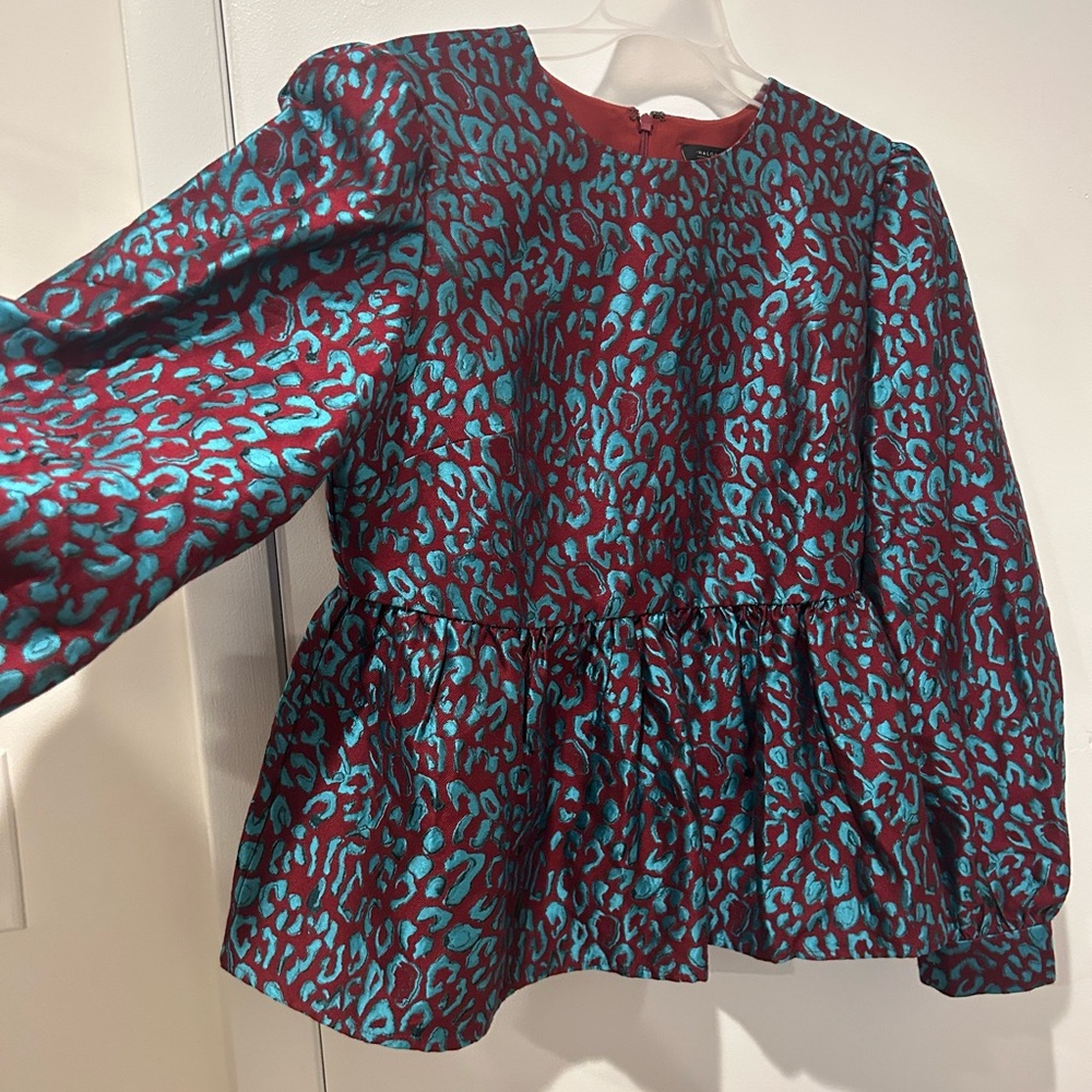 Halogen burgundy and turquoise shirt - Picture 6 of 7